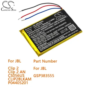 Cameron Sino Speaker Battery for JBL Clip 2 Clip 2 AN CS056US CLIP2BLKAM P04405201 Part Number For JBL GSP383555 Capacity 800mAh