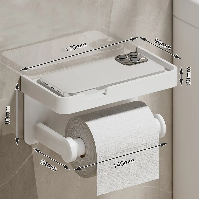 No Drill Toilet Paper Holder Wall-Mounted Aluminum Alloy Toilet Paper Holder Tissue Rack Tissue Holder Bathroom Accessories - Image 10
