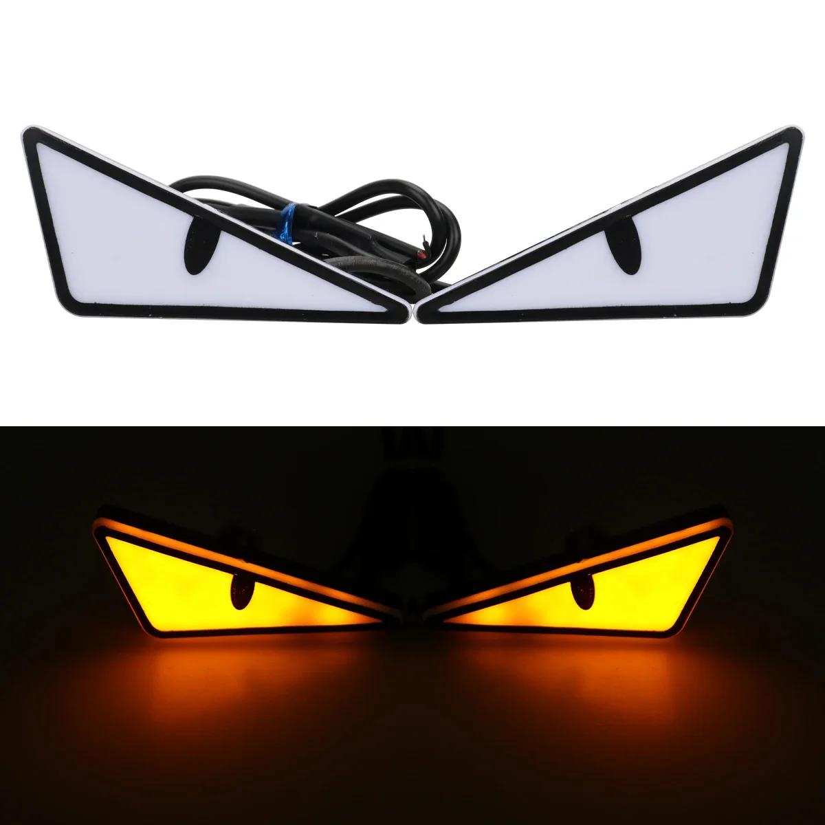 Car Led Demon Eye Light Semicircle Triangle Eyes Mini Turn Signal Flasher Light Tail Lamp Motorcycle Decoration Lights Universal - Image 7