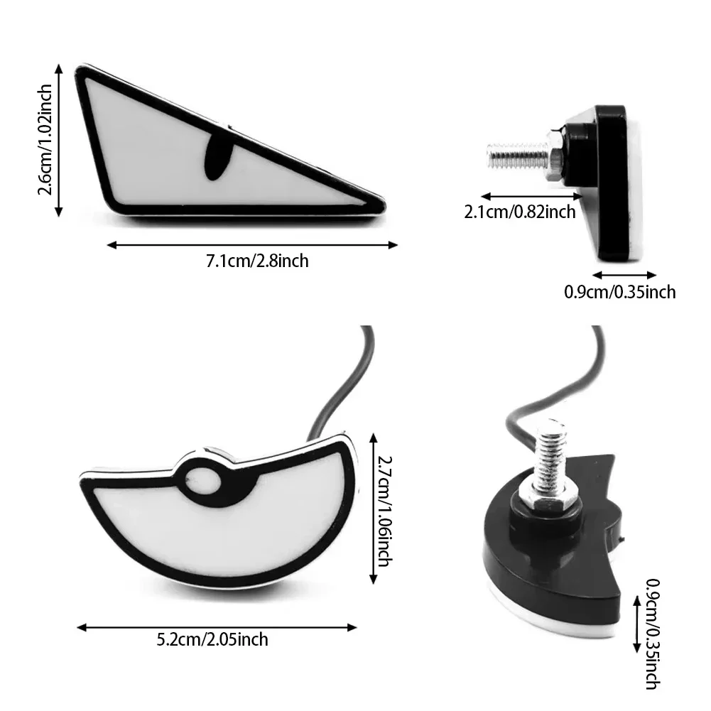 Car Led Demon Eye Light Semicircle Triangle Eyes Mini Turn Signal Flasher Light Tail Lamp Motorcycle Decoration Lights Universal - Image 5