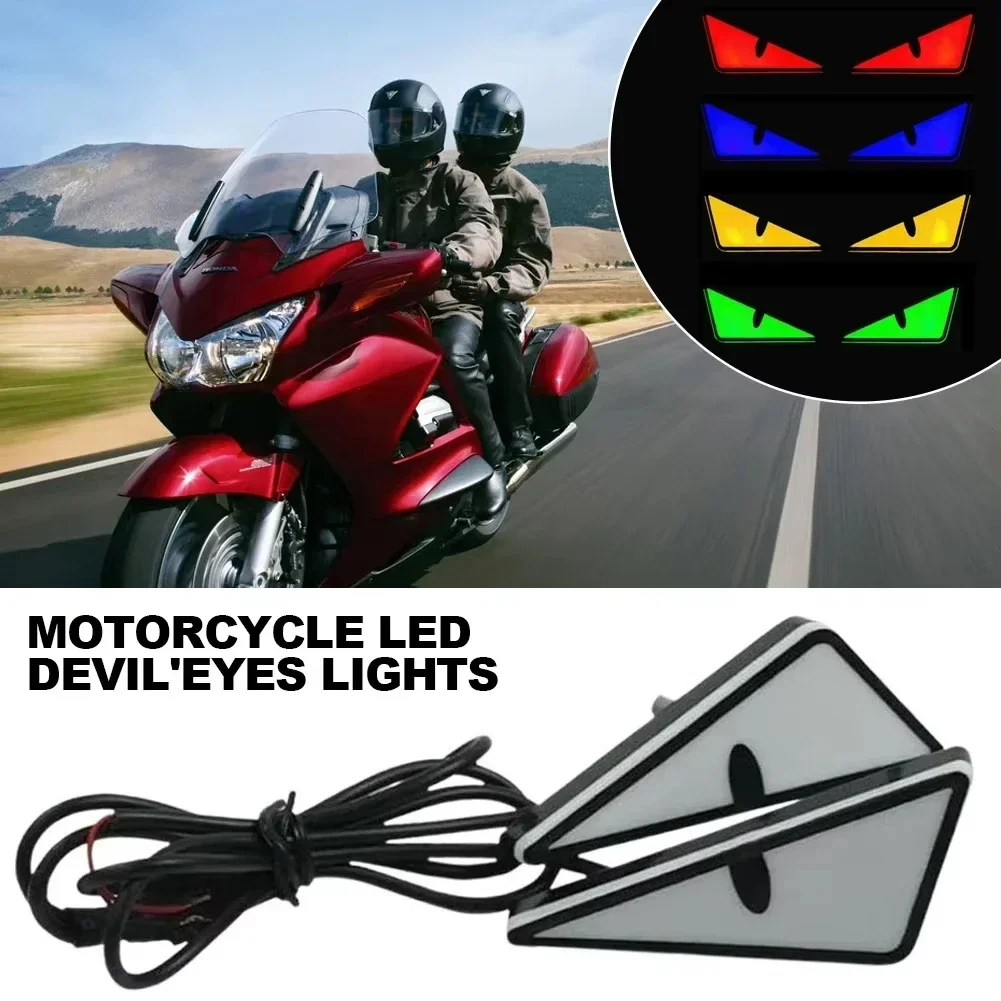 Car Led Demon Eye Light Semicircle Triangle Eyes Mini Turn Signal Flasher Light Tail Lamp Motorcycle Decoration Lights Universal - Image 2