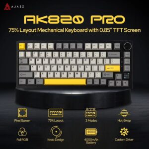 Ajazz AK820/AK820Pro Gaming Mechanical Keyboard Bluetooth 5.1/Wireless/C-Wired Customized Keyboard with Knob Hot Swapping Gasket