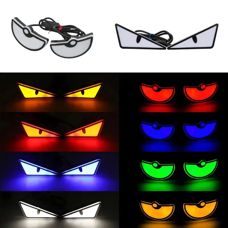 Car Led Demon Eye Light Semicircle Triangle Eyes Mini Turn Signal Flasher Light Tail Lamp Motorcycle Decoration Lights Universal - Image 6