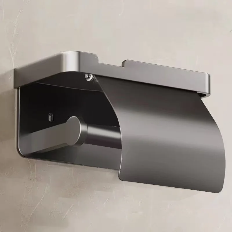No Drill Toilet Paper Holder Wall-Mounted Aluminum Alloy Toilet Paper Holder Tissue Rack Tissue Holder Bathroom Accessories - Image 7